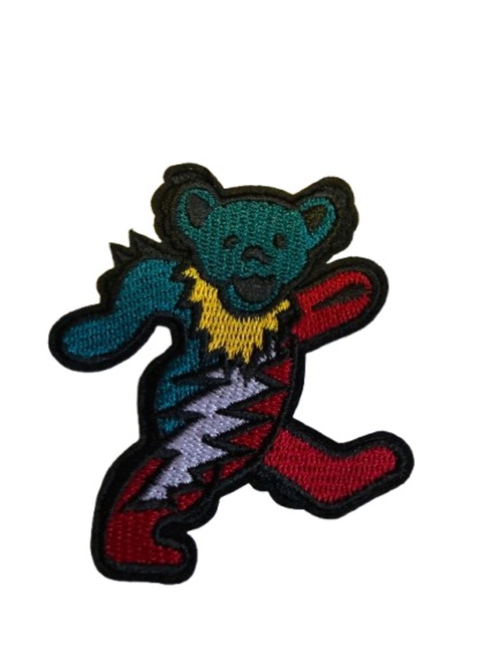 Grateful Dead Dancing Bear Patch Blue Teal Lightning Bolt Deadhead